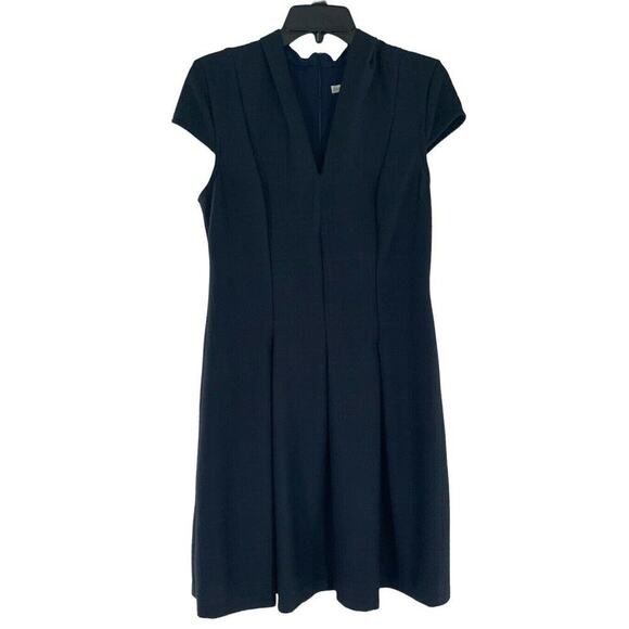 Sandra Darren Womens Sz 8 Sheath Stretch Pleated Capped Sleeves Casual Dress NEW - Picture 4 of 9